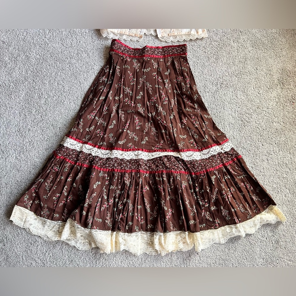 Vintage Gunne Sax Size 9 Floral Calico Prairie Set Blouse Skirt Cottagecore 70’s - Picture 6 of 11